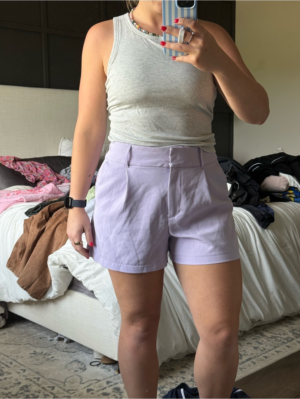 Express Lavender High-Waist Tailored Shorts